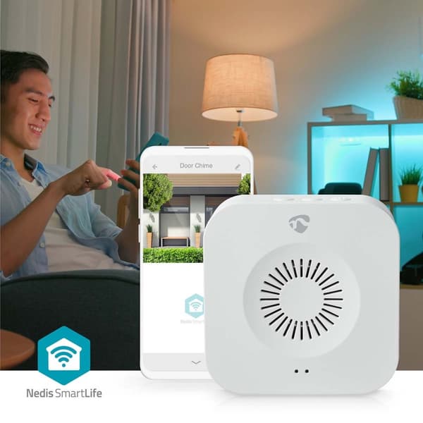 Nedis SmartLife Klokke | 433 MHz | Tilbehør til: WIFICDP10GY / WIFICDP30WT / WIFICDP40CWT | Batteri / USB Drevet | 4 Lyde | 4.5 V DC / 5 V DC | Justér