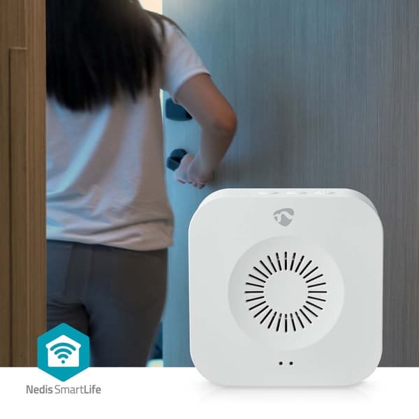 Nedis SmartLife Klokke | 433 MHz | Tilbehør til: WIFICDP10GY / WIFICDP30WT / WIFICDP40CWT | Batteri / USB Drevet | 4 Lyde | 4.5 V DC / 5 V DC | Justér