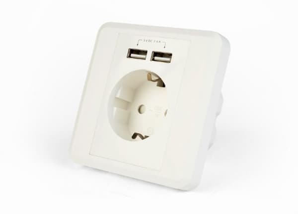 Gembird AC Wall Socket with 2 port USB Charger Vit