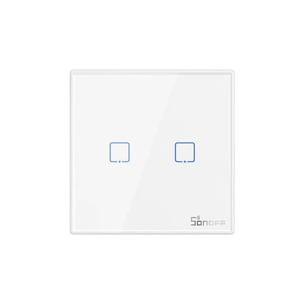 Smart Wireless Wall Switch Sonoff T2EU2C-RF 433MHz (2-channel) Hvid