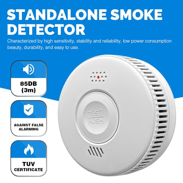Brannalarm, 3 års batterilevetid, Brannalarm med LED-indikator Hvit