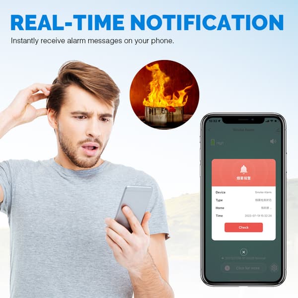 INF Smart WiFi Røgdetektor / Brandalarm med 3 års batterilevetid Hvid0