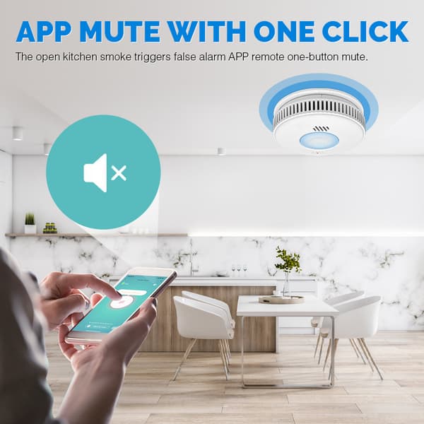 INF Smart WiFi Røgdetektor / Brandalarm med 3 års batterilevetid Hvid0