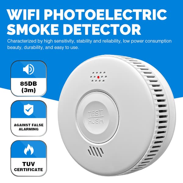 INF Smart WiFi Røgdetektor / Brandalarm med 3 års batterilevetid Hvid0