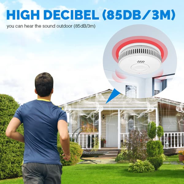 INF Smart WiFi Røgdetektor / Brandalarm med 3 års batterilevetid Hvid0