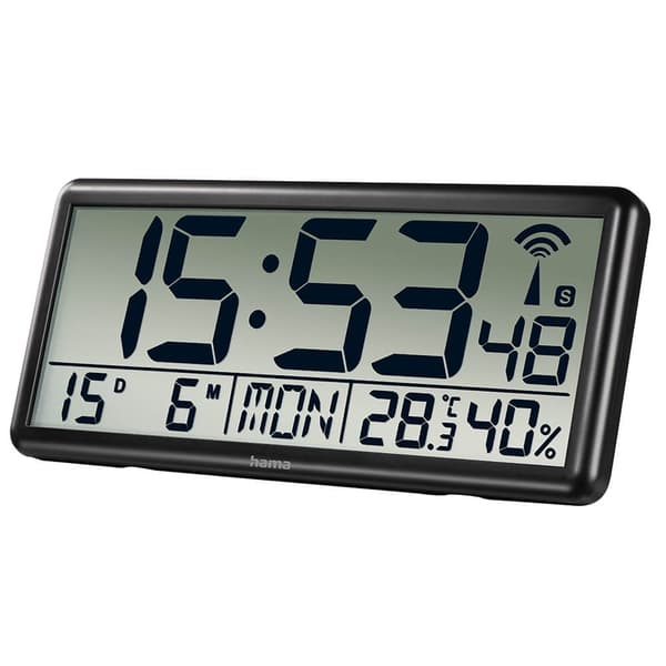 Hama Väggklocka Digital Jumbo Radiosynkroniserad Svart