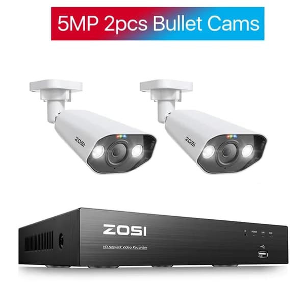 Turvakamerajärjestelmä, PTZ-toiminto, AI-kasvojentunnistus, , 2T, 5MP 2pcs Bullet Cams