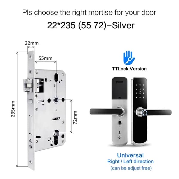 Elektronisk dörrlås, vattentätt, biometrisk fingeravtrycksteknologi, silver 5050 180