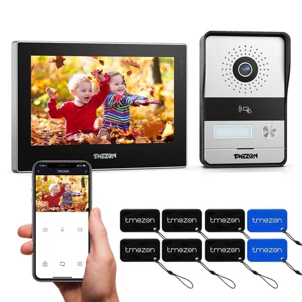 WiFi Video Dørtelefon, 7-tommers Touch Skærm, 1080P Kablet Dørklokke, 1M1D