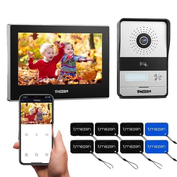 WiFi Video Dørtelefon, 7-tommers Touch Skærm, 1080P Kablet Dørklokke, 1M1D