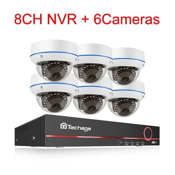 POE Kamera System, H265 Komprimering, Vandalismesikker Design, , 8CH NVR 6 Cameras, None