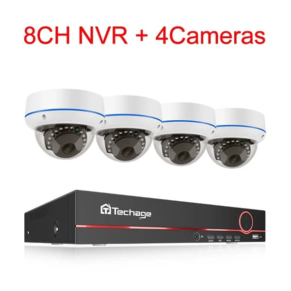POE Kamera System, H265 Komprimering, Vandalismesikker Design, , 8CH NVR 6 Cameras, None
