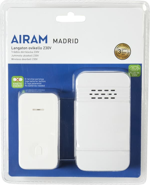 Airam 7020502 -dörrklocka Madrid kinetisk
