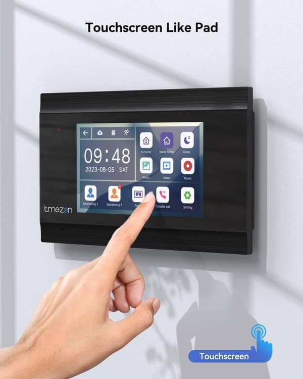 Trådløs Wifi Video Dørklokke, 7-Tommers Touchscreen, 1080P HD Video, Fjernåbning
