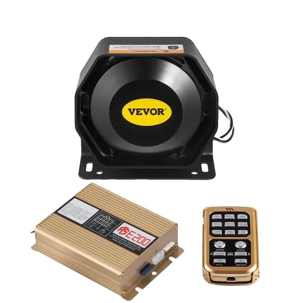 VEVOR 200W Nød Sirene, 130 dB Lydniveau, 8 Lydmuligheder, Holdbar Plastdesign
