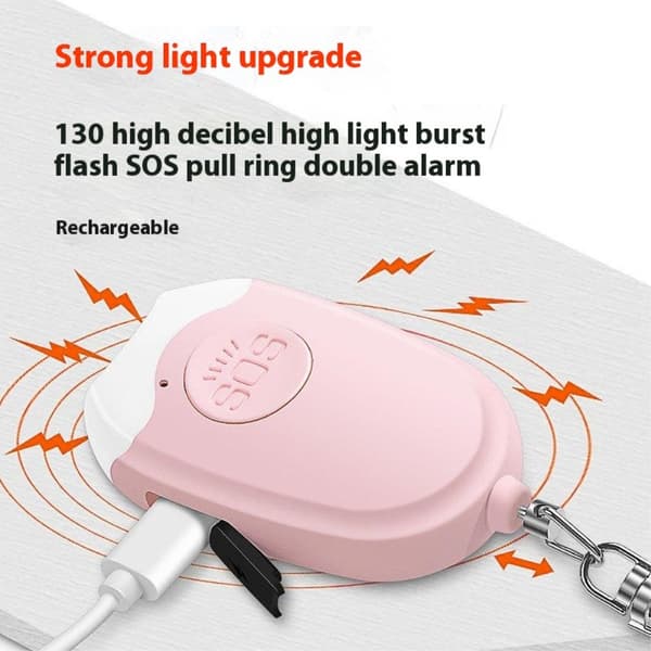 Personal Alarm Flashlight Portable Self Defense 130dB Loud Warning Keychain