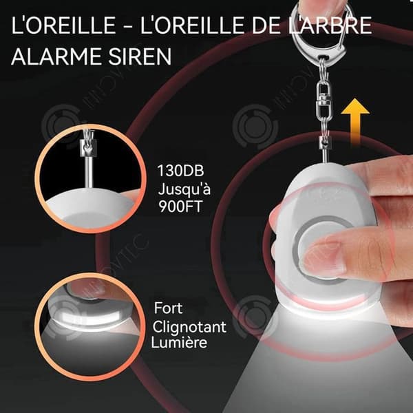 INN Personligt larm 130dB LED-ljus Hög volym utomhus bärbar nyckelringlarm Typ-C Laddningsnyckelringlarm