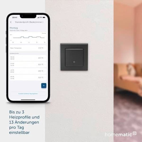Homematic IP Smart Home Temperatur- och Luftfuktighetssensor - Inomhus, Digitalt Kontrollerar Radiator/Elementvärme Via App, Alexa
