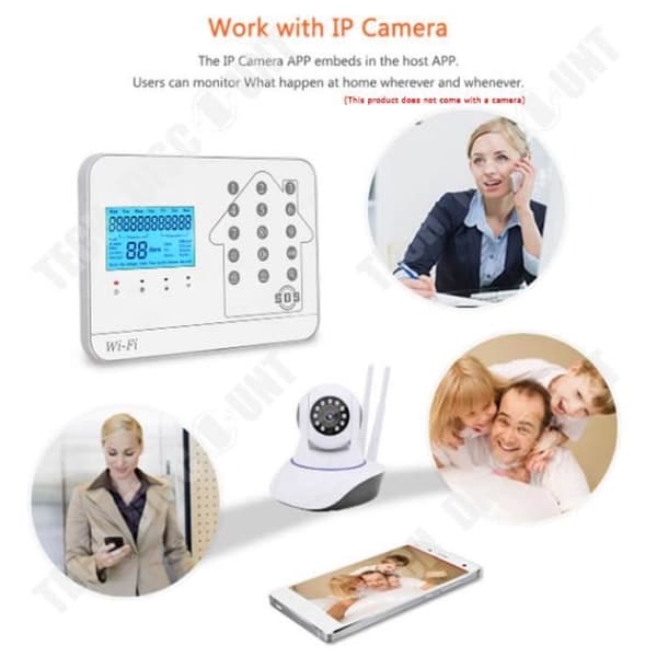 TD® Wifi inbrottslarm gsm PSTN hem inbrottslarm tre nätverk infraröd induktion vit pekskärm inbrottslarm