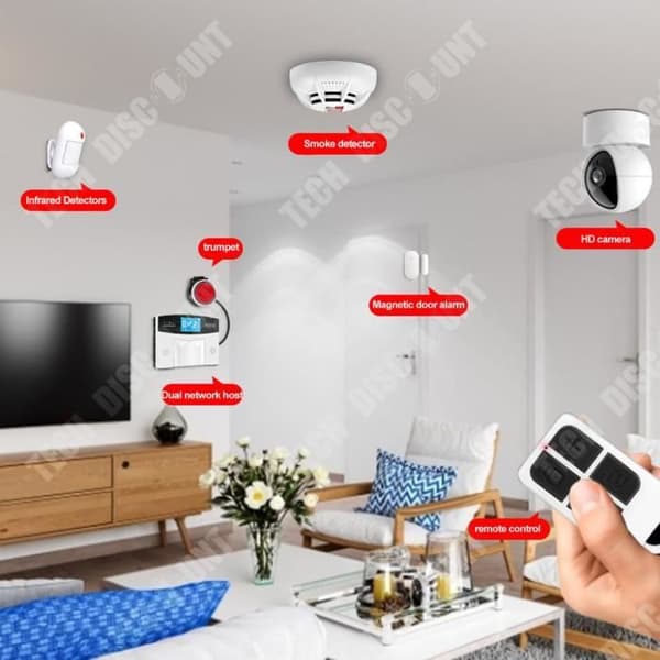 Infrarött larm Fjärrkontroll TD® wifi+GSM dubbla nätverk snabbt svar