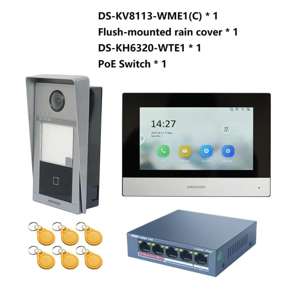 Video Intercom Kit, Stöd för flera språk, Kompatibilitet med Power over Ethernet (POE),Flush box KIT