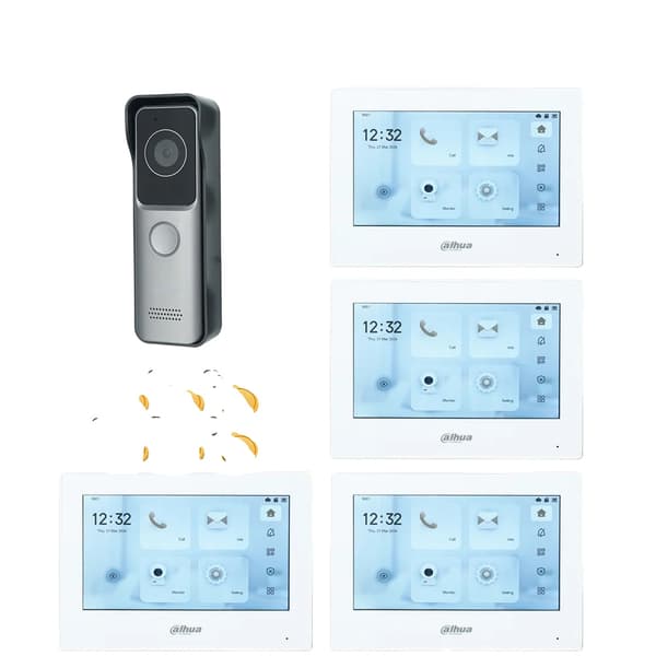 Dahua IP Video Intercom System, Håndfri Betjening, Induktiv Kortadgang,1 DB 4 hvid Skærm