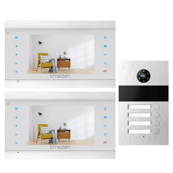 TMEZON 7 Tommer Video Dørtelefon, HD 1080P Opløsning, Håndfri Kommunikation,2M1D