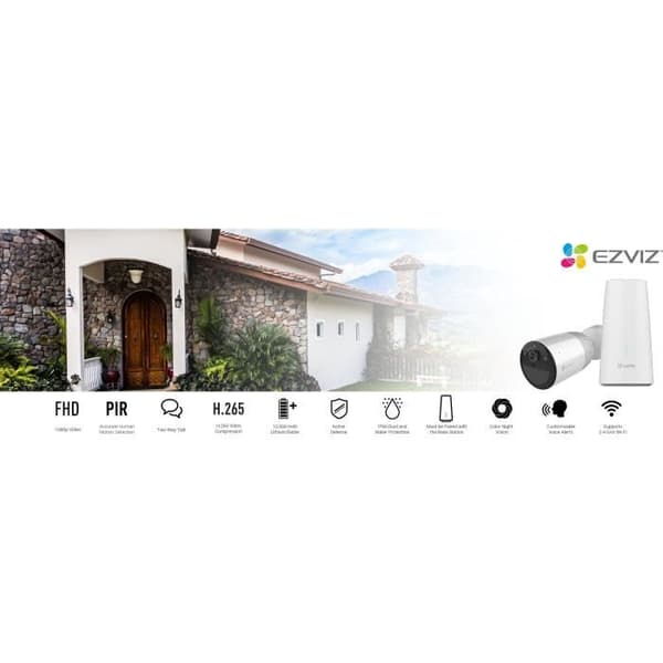 Larmsats - EZVIZ - Hemsensor - 1 Hub A3 + 2 detektorer + 1 smartknapp