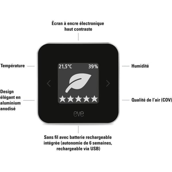 EVE ROOM Sensor för inomhusluftkvalitet - Apple HomeKit Bluetooth-trådteknik
