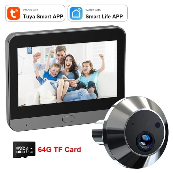 Smart dörrkamera, 1080P HD-video, 150° vidvinkel,Dörrkamera 64G
