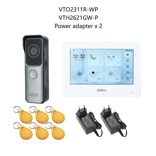 Dahua IP-videopuhelinjärjestelmä, hands-free-toiminta, induktiivinen korttipääsy,1DB 1 WH SCR 2XDC12V