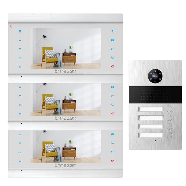 TMEZON 7-tums Videodörrtelefon, HD 1080P-upplösning, Handsfree-kommunikation,3M1D
