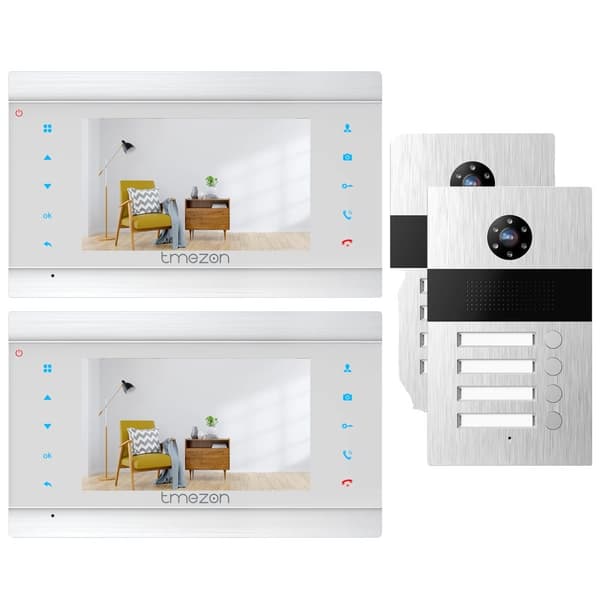 TMEZON 7-tums Videodörrtelefon, HD 1080P-upplösning, Handsfree-kommunikation,2M2D