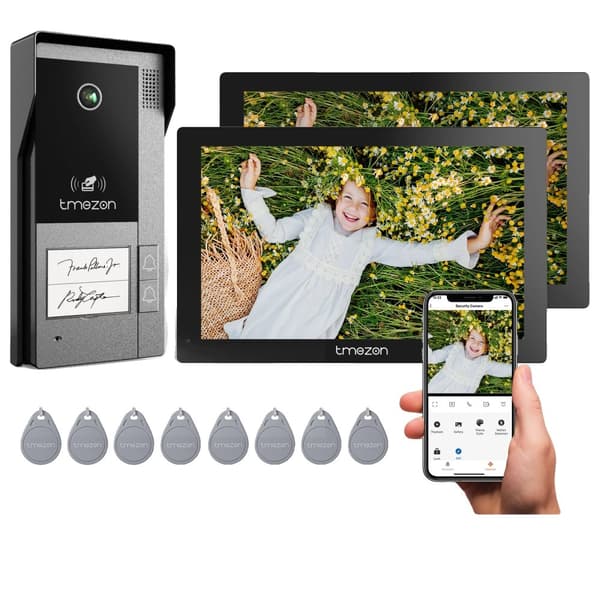 TMEZON WiFi Video Dørtelefon, 1080P Opløsning, 7" Touch Skærm,2M1D