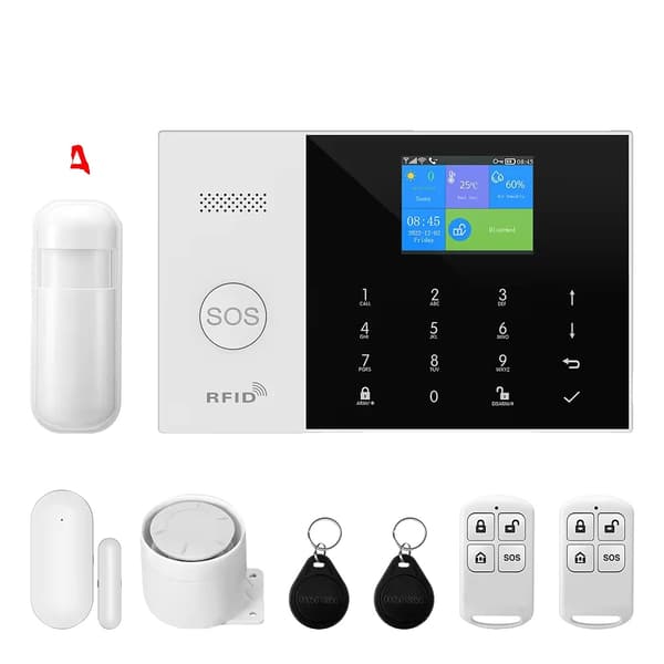 Hemsäkerhetssystem, Trådlös Anslutning, Smarta Hem Integration, Dörr/Fönster Sensorer,4G WiFi Kit A, EU-plugg