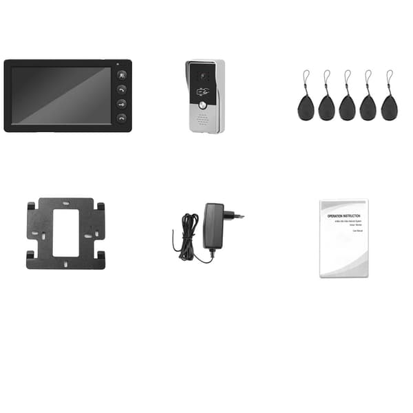 Video Intercom System, 7-tommer skærm, håndfri kommunikation,EU-adapter