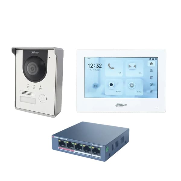 Intercom-system, 7 tommer farvetouchskærm, kablet forbindelse, vandtæt design,1overflade DB 1 Skærm