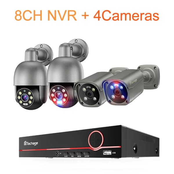 8MP Sikkerhedskamerasystem, Natvision, AI Detektion, To-Vejs Lyd,