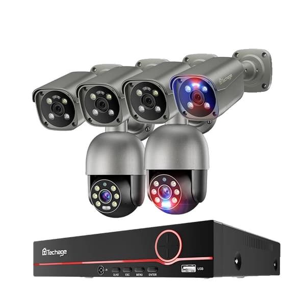 8MP Säkerhetskamerasystem, Nattsyn, AI-detektering, Tvåvägsljud,