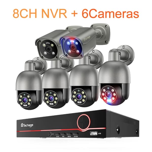 8MP Sikkerhedskamerasystem, Natvision, AI Detektion, To-Vejs Lyd,
