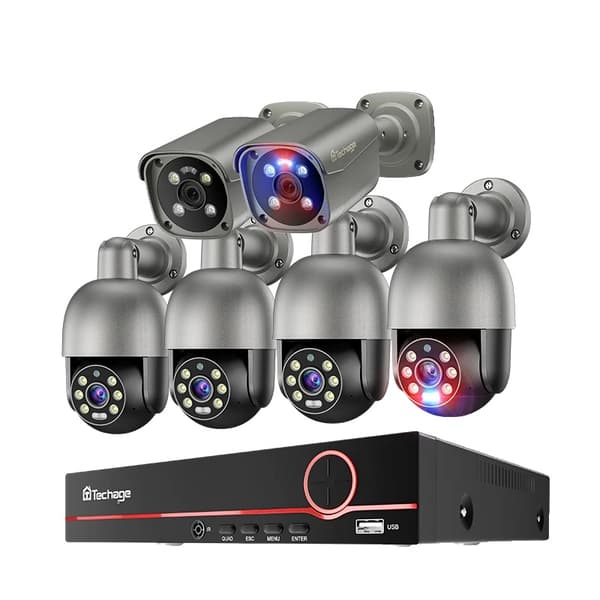 8MP Sikkerhedskamerasystem, Natvision, AI Detektion, To-Vejs Lyd,