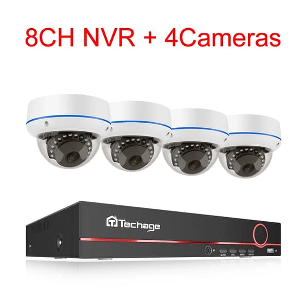 POE Kamera System, H265 Komprimering, Vandalismesikker Design, , 8CH NVR 4 Cameras, None