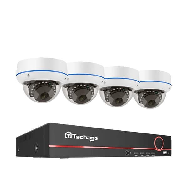POE Kamera System, H265 Komprimering, Vandalismesikker Design, , 8CH NVR 4 Cameras, 1T