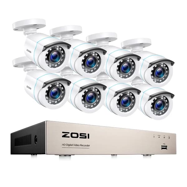 Kotiturvakamerajärjestelmä, 1080p resoluutio, ulkokäyttöön soveltuvat CCTV-kamerat, 1T, Valkoinen