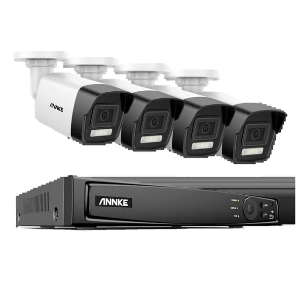 Sikkerhedssystem, Ultra HD opløsning, PoE netværksforbindelse, 8CH NVR 4 stk kamera, Ingen
