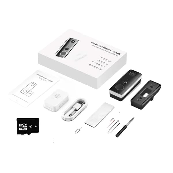 Video Dørklokke, 1080P Opløsning, 145° Synsvinkel, Vandtæt IP65,Dørklokke Kit 128G, EU stik