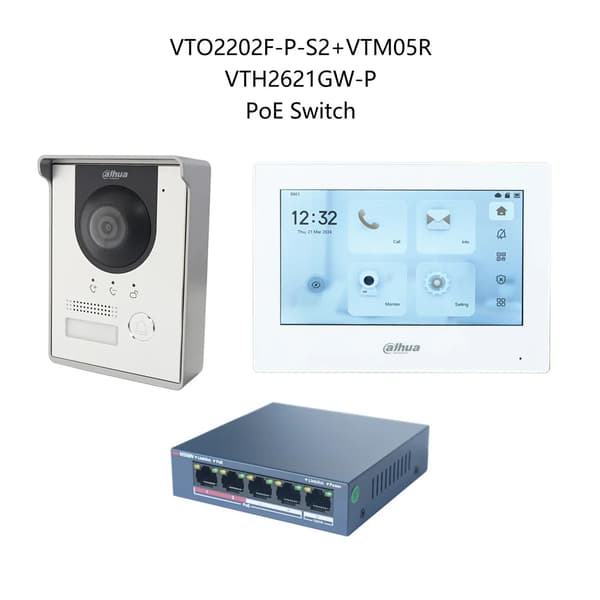 Intercom-system, 7 tommer farvetouchskærm, kablet forbindelse, vandtæt design,1overflade DB 1 Skærm