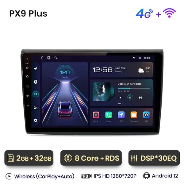 Bilradio, Multimedie Navigation, Android Carplay Stereo, 4G-wifi 2GB-32GB