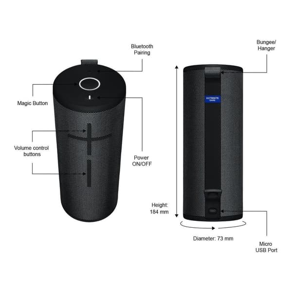 Ultimate Ears BOOM 3 Night Black - Bluetooth-högtalare