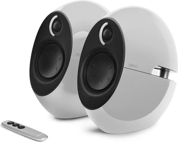 2.0 RMS 74W Bi-amp High-End Multimedia Speaker System 3 5mm Aux i Bluetooth Optisk inkl. IR fjernbetjening RMS2x15W + 2x22W hvid